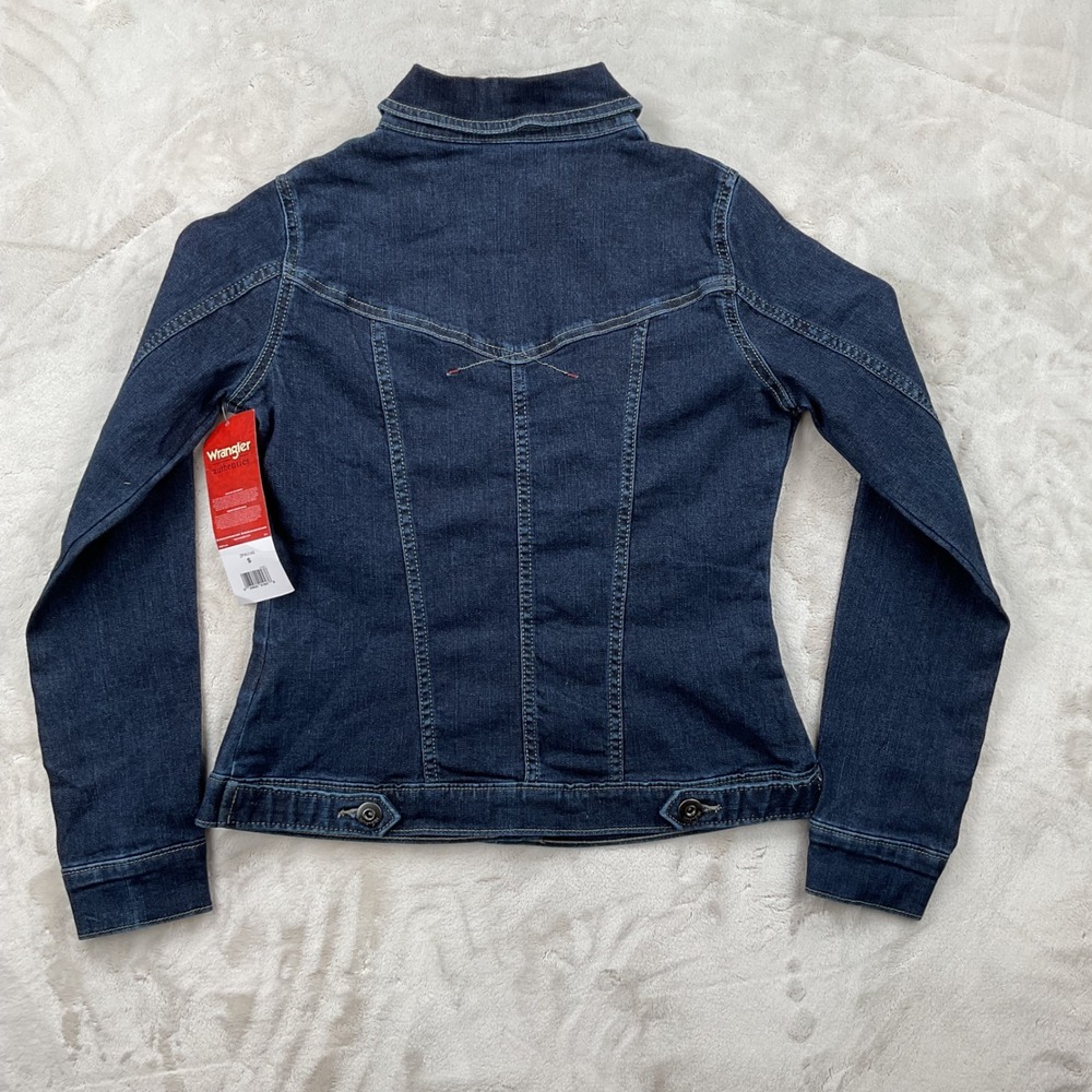 Wrangler Authentics Womens Dark Wash Stretch Denim Trucker Jacket SMALL NWT - Picture 6 of 8